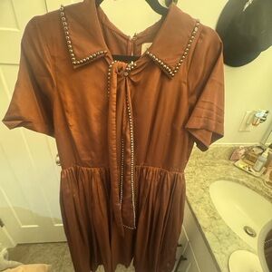 JessaKae Brown Dress with Studded Accents